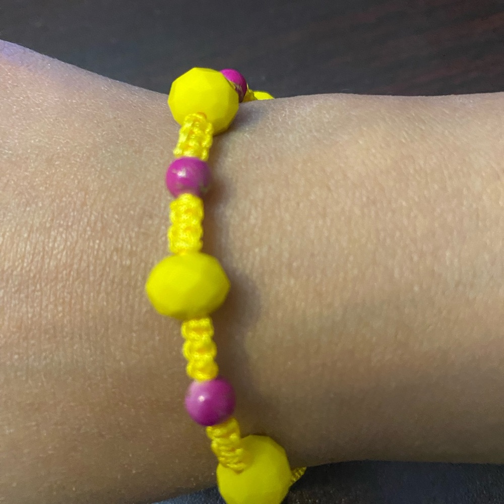 Vibrant Yellow and Pink Beaded Bracelet